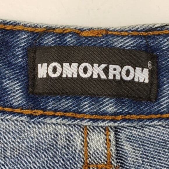 NWT Momokrom Cut Off High Rise 90's Style Distressed Denim Jean Shorts US SZ 6 - Picture 4 of 5